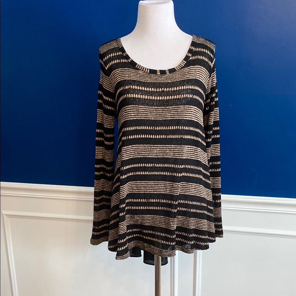 Striped Black and Tan Women's Top